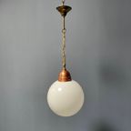 Opaline Glazen Bollamp Met Koperen Armatuur thumbnail 11