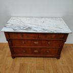 Vintage Frans Dressoir Commode Ladekast Badkamermeubel Met Marmer Blad 703 thumbnail 3