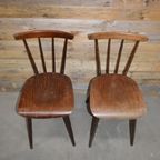 Retro Houten Stoelen Met Spijlen Set Van 2 thumbnail 6