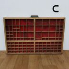 Brocante, Bruine Antieke Houten Letterbak, Wanddecoratie C thumbnail 6