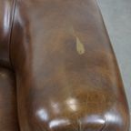 Grote, Correct Afgewerkte Vintage Donkere Gladde Rundleren Engelse Stijl Chesterfield Fauteuil thumbnail 12