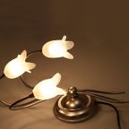 Vintage Wandlamp Massive Platinum Kleur Met Frosted Glazen Tulpen. thumbnail 3