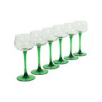 Set Van 6 Vintage Luminarc Elzas Wijnglazen Smalle Groene Voet thumbnail 2