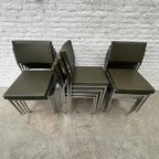 6x Midcentury Stoel Met Chromen Frame En (leger)groene Skai thumbnail 7