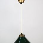Antic Deense Hanglamp In Groen Glas En Massief Messing - Jaren 1940 thumbnail 5