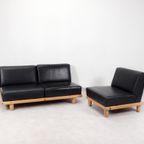 Brutalist Style Sofa Set In Black Leather thumbnail 2