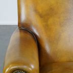 Comfortabele Gele Grote Engelse Stijl Rundleren Fauteuil Met Een Correcte Afwerking Met Siernagel thumbnail 11