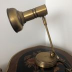 Vintage Metalen Bureaulamp Goudmessing Kleur thumbnail 9