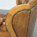 Charmante Antieke Barokke Schapenleren Chesterfield Fauteuil Met Een Mooi Patina thumbnail 5