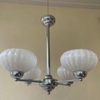 Hanglamp Lamp Plafondlamp Art Deco 1930 4 Arms Clichyglas Frans thumbnail 13