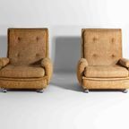 Set Van Twee Vintage Mid-Century "Orchidée" Lounge Fauteuils Van Michel Cadestin Voor Airborne thumbnail 6