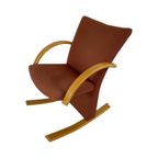 Peter Opsvik - Stokke - Tripos - Ergonomically Shaped Rocking Chair - Red Upholstery And Wooden F thumbnail 2