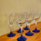 Set Van 6 Vintage Wijnglazen Wijn Glazen Blauw thumbnail 6