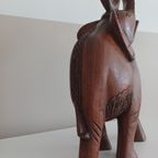 Vintage Handgekerfde Houten Olifant, Massief, 35 Cm thumbnail 7
