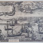 Prachtig Eerste Gedeelte; Gravure Vloot Schouw Voor Amsterdam Willem Jansonius 1601 Ingelijst. thumbnail 4