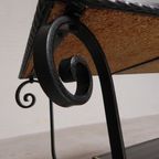 Vintage Salontafel Met 2 Glazen Bladen Met 50s Print thumbnail 3