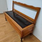Vintage Franse Houten Klep Bank Halbank Eetkamerbank 109 thumbnail 4