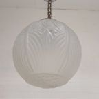 Art Deco Hanglamp Met Ronde Bol Met Geometrische Patronen, Jaren 30 thumbnail 9