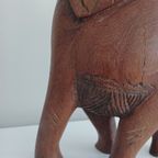 Vintage Handgekerfde Houten Olifant, Massief, 35 Cm thumbnail 3