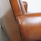 Zeer Mooie, In Goede Staat Verkerende, Cognac Kleurige Schapenleren Bank thumbnail 10