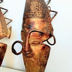 Set Antiek West Afrika Etnische Altaar Maskers thumbnail 17