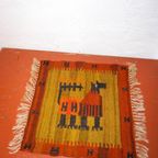 Vintage Polish Handwoven Kilim Textile With Dog Motif * Mid-Century Modern thumbnail 4