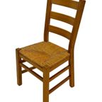 Vintage Set Van 6 Eetkamerstoelen Eiken En Riet Design thumbnail 15
