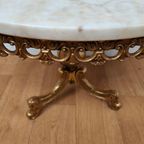 Vintage Messing Hollywood Regency Salontafel Koffietafel Met Marmer Blad thumbnail 8