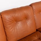 1960’S Vintage Danish Modern Cognac Leather Sofa thumbnail 5