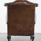 In Nette Staat Verkerende Klassieke Cognac Bruine Rundleren Chesterfield Oorfauteuil thumbnail 4