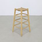 4x Vintage Barkruk Hout En Riet 1970s thumbnail 6