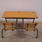 Vintage Industrieel Bureau Schoolbank Kindertafel thumbnail 2