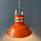 Mid Century Oranje/rode Metalen Space Age Hanglamp thumbnail 4