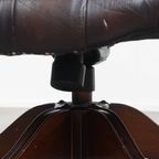 Chesterfield Bureaustoel Op Wieltjes, Draaibaar En Kantelbaar In Een Mooie Donker Bruine Kleur thumbnail 13