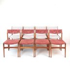 8 Vintage Deense Erik Buch Stoelen | Nieuw Gestoffeerd Roze thumbnail 2