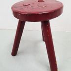 Red French Tripod Stool, 1960S thumbnail 7