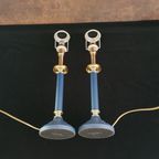 Tafellamp - Bedlamp - Kastlamp - Blauw - Metaal - Met Kap - 2 Stuks. thumbnail 9