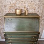 Groen En Goud Secretaire/ Vintage Look Kast thumbnail 3