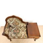Antiek Vintage Oud Telefoonbankje, Gossip Bench, Bloemen, thumbnail 5