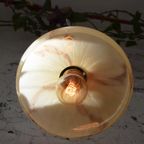 Vintage Art-Deco Hanglamp Gemarmerd Glas Messing thumbnail 9