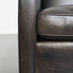 Stijlvolle En Tijdloze Zwart/ Grijze Schapenleren Design Fauteuil/ Armchair Met Comfortabele Zit thumbnail 12