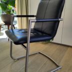 Nette Design Sledestoelen, Zwart Leer Met Rvs Frame thumbnail 3