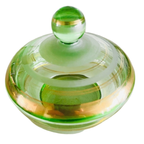 Vintage Glazen Sieradendoosje Groen Glas 1950’s thumbnail 5