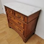 Vintage Frans Dressoir Commode, Ladekast Badkamermeubel Met Marmer Blad 207 thumbnail 9