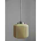 Art Deco Hanglamp Met Kubus Vormige Beige Bol thumbnail 3
