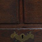Mooie Antieke Eikenhouten Engelse Ladekast/ Commode Uit De 18e Eeuw Met Originele Bolpootjes thumbnail 9