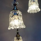 Vintage Hollywood Regency Cascade Goud/messing Hanglamp Met 3 Transparant Glazen Kelken, 1960s thumbnail 6