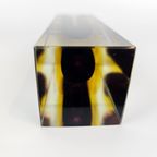 Vintage Glazen Vaas, Facet Geslepen, Rechthoekig. Roze, Geel En Kleurloos Murano Glas. Sommerso Vaas thumbnail 9