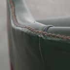 Charmante Groene Rundleren En Houten Bijzet/ Eetkamer/ Bureaustoel In Engelse Stijl thumbnail 14