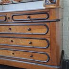 Antieke Louis Kaptafel,(Baby) Commode, Dressoir, Ladekast Met Spiegel En Marmer Blad. thumbnail 6